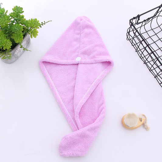 1pc Fast Drying Hair Towel With Button, Super Absorbent Hair Towel Wrap, Soft And Water-Absorbing Hair Drying Towel, Fast Drying Hair Wraps For Women, Anti Frizz Microfiber Towel, Bathroom Accessories