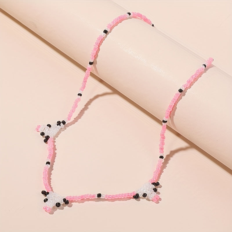 Bohemian Cute Rice Bead Cow Necklace For Women Girls Accessories Gift