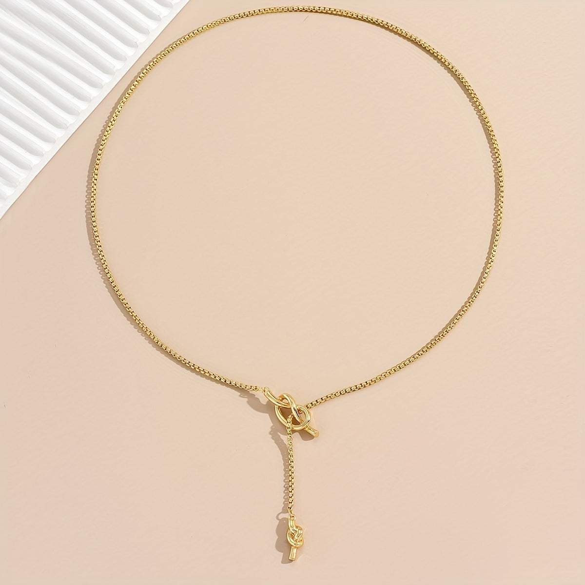 Vintage Golden Long Sailor Knot Sweater Chain Necklace Accessories Women's 14K Gold Plated Neck Jewelry Gift