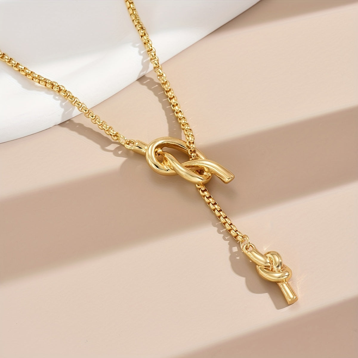 Vintage Golden Long Sailor Knot Sweater Chain Necklace Accessories Women's 14K Gold Plated Neck Jewelry Gift