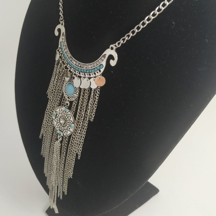 Turquoise Multilayered Tassel Necklace Women's Accessories