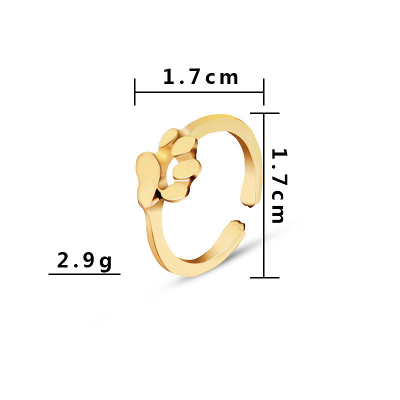 European And American Fashion Hollowed-out Dog's Paw Fashion Women's Ring Accessories