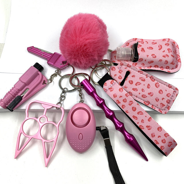 Custom Personal Safety Survival Women Alarm Window Breaker Set Girl Self Defense Keychain