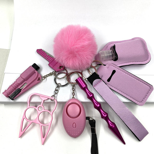 Custom Personal Safety Survival Women Alarm Window Breaker Set Girl Self Defense Keychain