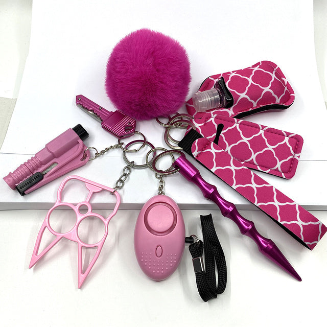 Custom Personal Safety Survival Women Alarm Window Breaker Set Girl Self Defense Keychain