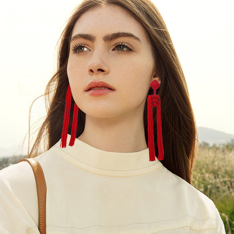 Bohemian Tassel Earrings Women's Long Vintage Temperament Accessories