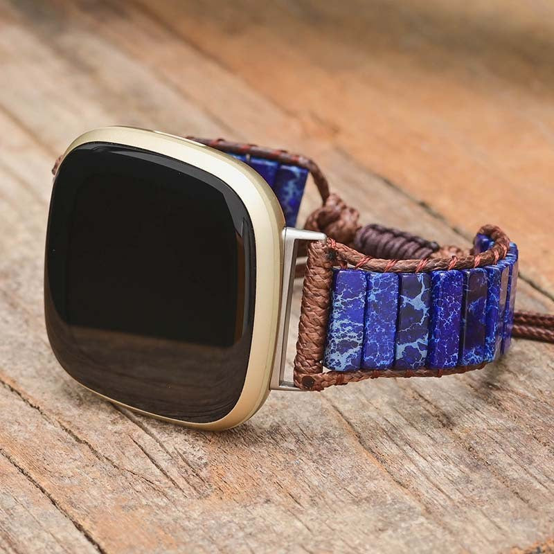 Vintage Strap for Fitbit Versa 2 3 Wristaband Band For Women Adjustable Patchwork Stone Weave Bracelet Accessory