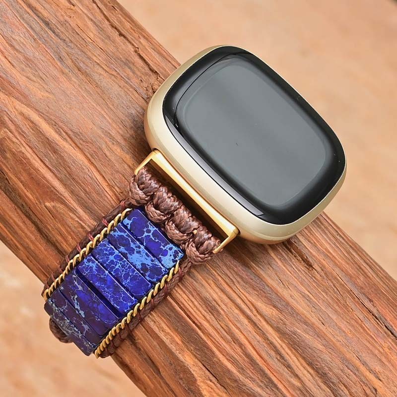 Vintage Strap for Fitbit Versa 2 3 Wristaband Band For Women Adjustable Patchwork Stone Weave Bracelet Accessory