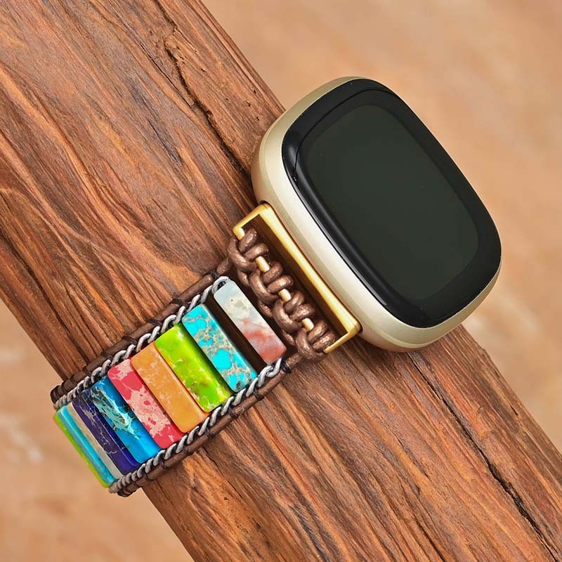 Vintage Strap for Fitbit Versa 2 3 Wristaband Band For Women Adjustable Patchwork Stone Weave Bracelet Accessory