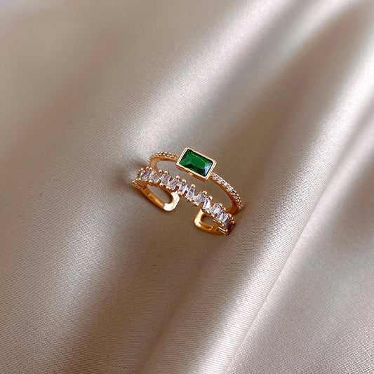 2020 new luxury green crystal opening adjustable women's ring retro classic accessories wedding party jewelry girl's sexy rings