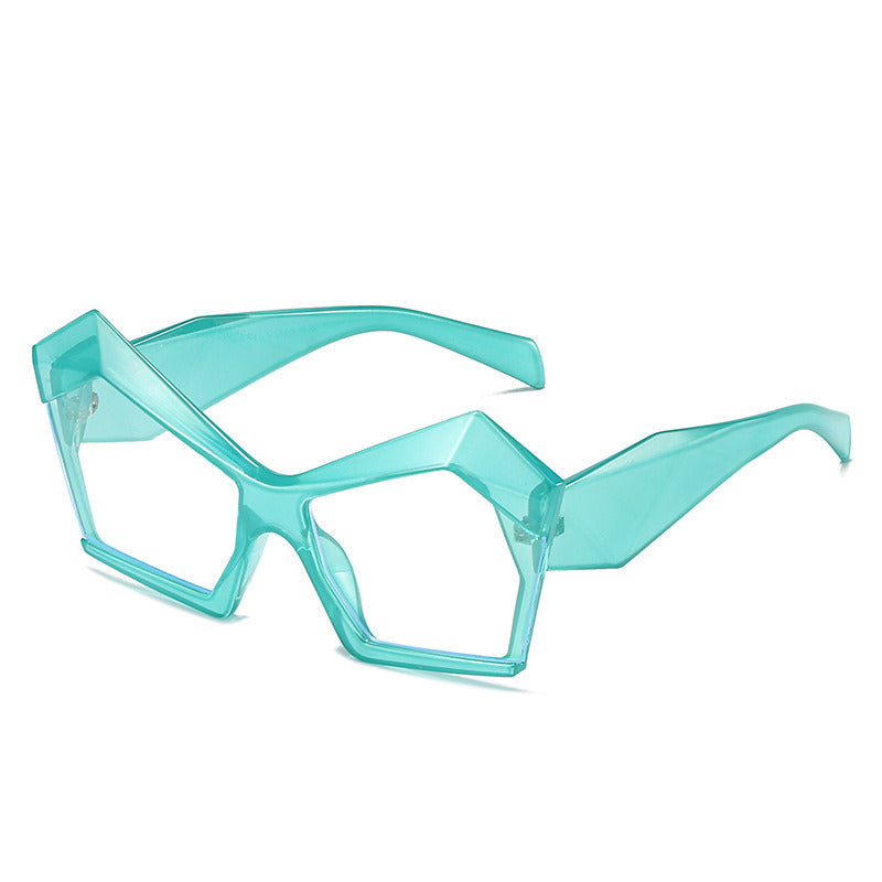 Vintage Polygon Irregular Cat Eye Women Glasses Frame Clear Anti-Blu-ray Lens Eyewear Men Optical Colorful Leopard Frame