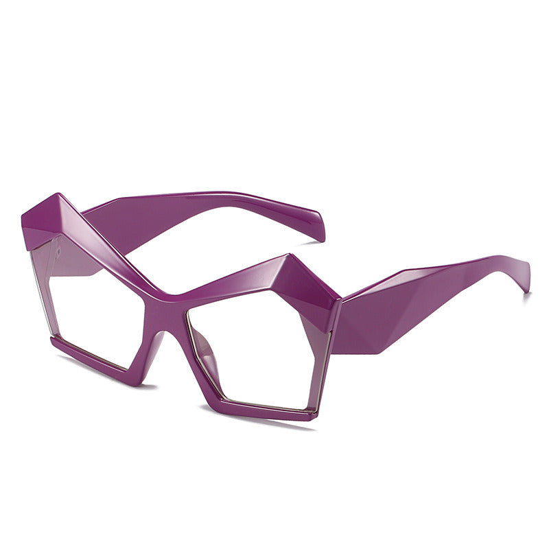 Vintage Polygon Irregular Cat Eye Women Glasses Frame Clear Anti-Blu-ray Lens Eyewear Men Optical Colorful Leopard Frame