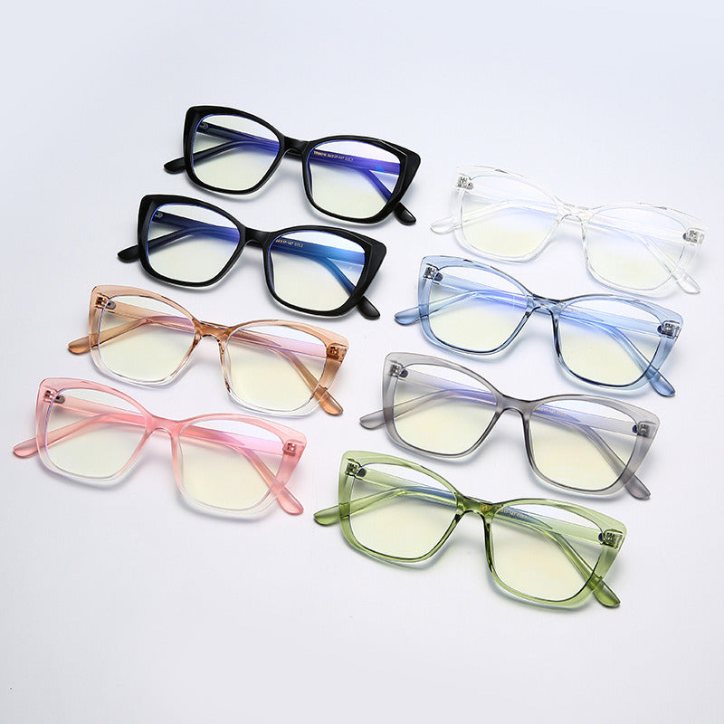 TR90 Cat Eye Glasses Frame Women Men Anti Blue Light Round Eyewear Optical Spectacle Goggles Jelly Color Eyeglass