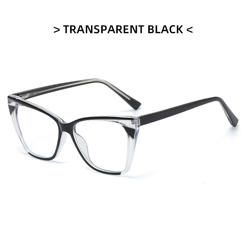 Transparent contrast color net red flat mirror personality anti-blue light glasses fashion simple TR ferrule glasses frame