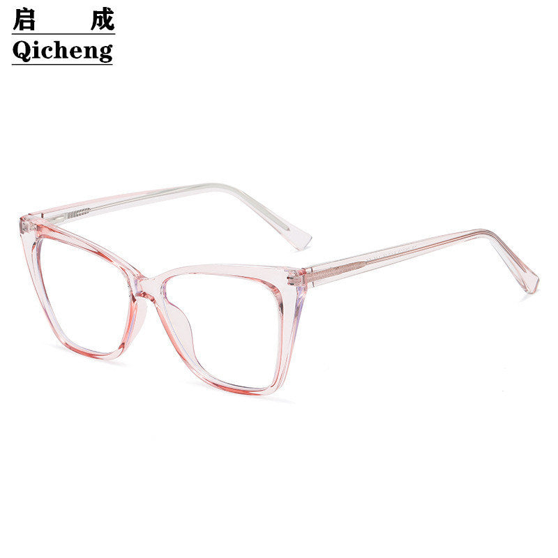 Transparent contrast color net red flat mirror personality anti-blue light glasses fashion simple TR ferrule glasses frame