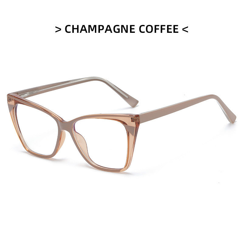 Transparent contrast color net red flat mirror personality anti-blue light glasses fashion simple TR ferrule glasses frame