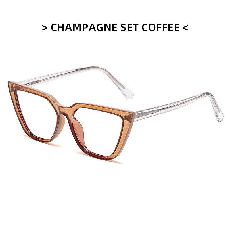 Transparent net red flat mirror fashion light TR pin glasses frame trend cat eye anti-blue light glasses