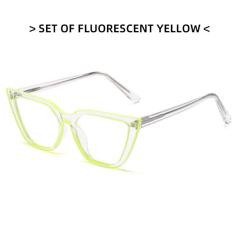 Transparent net red flat mirror fashion light TR pin glasses frame trend cat eye anti-blue light glasses