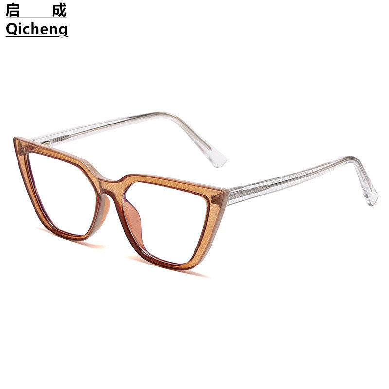 Transparent net red flat mirror fashion light TR pin glasses frame trend cat eye anti-blue light glasses