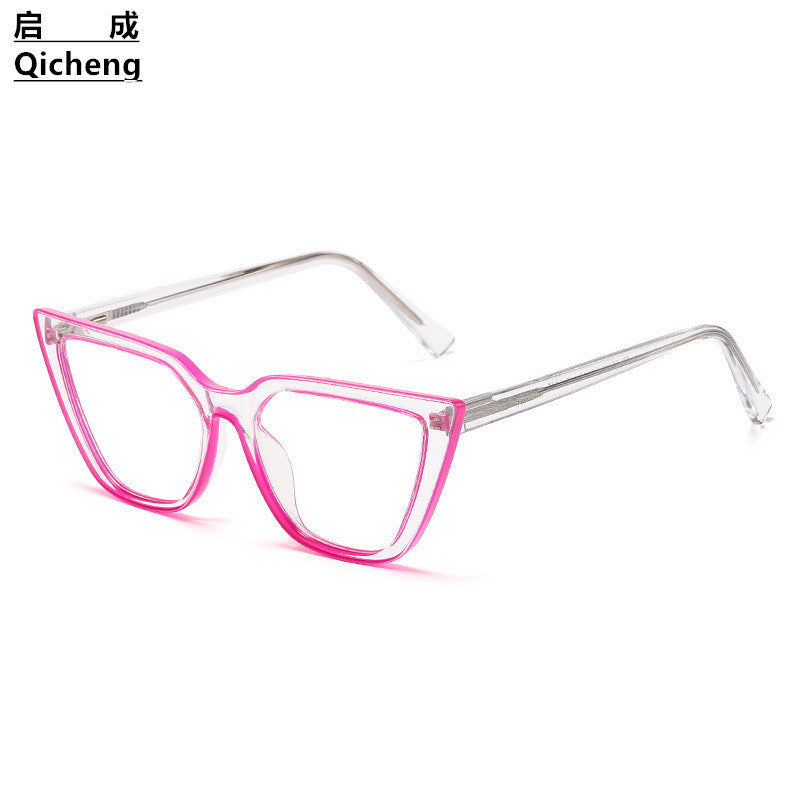 Transparent net red flat mirror fashion light TR pin glasses frame trend cat eye anti-blue light glasses