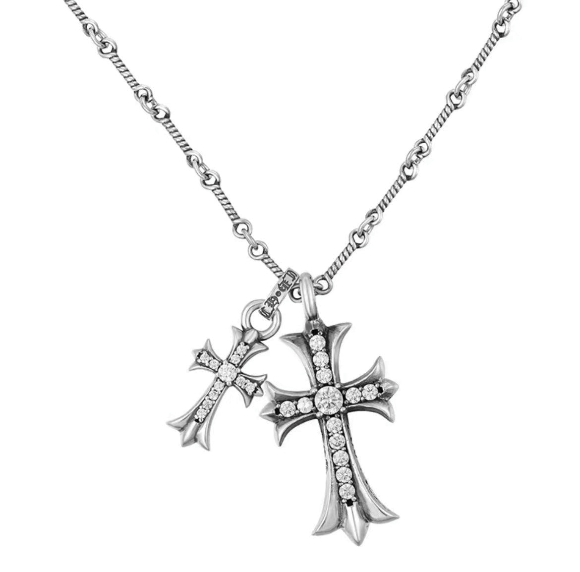 Double Cross Necklace Women'S Pendant Clavicle Chain Baroque Accessories