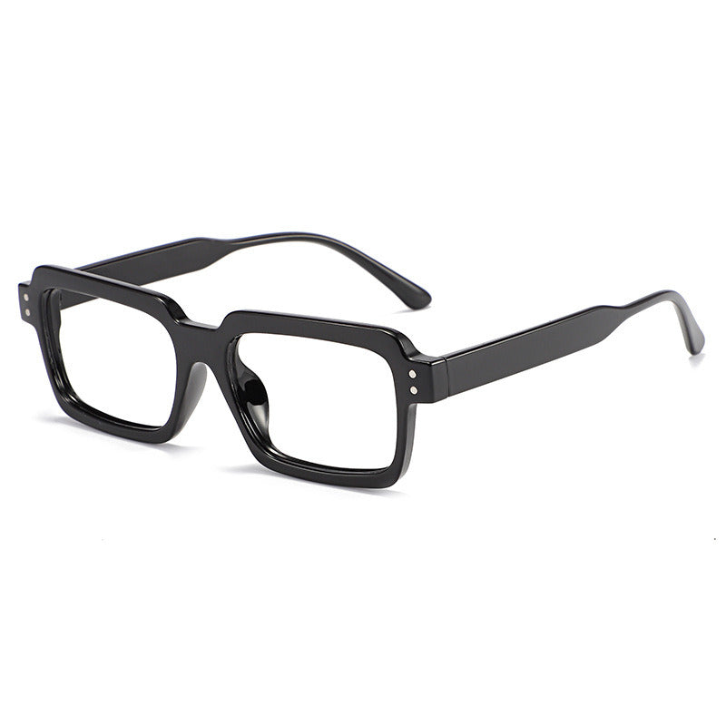 Square Anti-blue Light Glasses Women Rivets Frames Men Optical Glass Retro Spring Hinge Clear Lens Frame