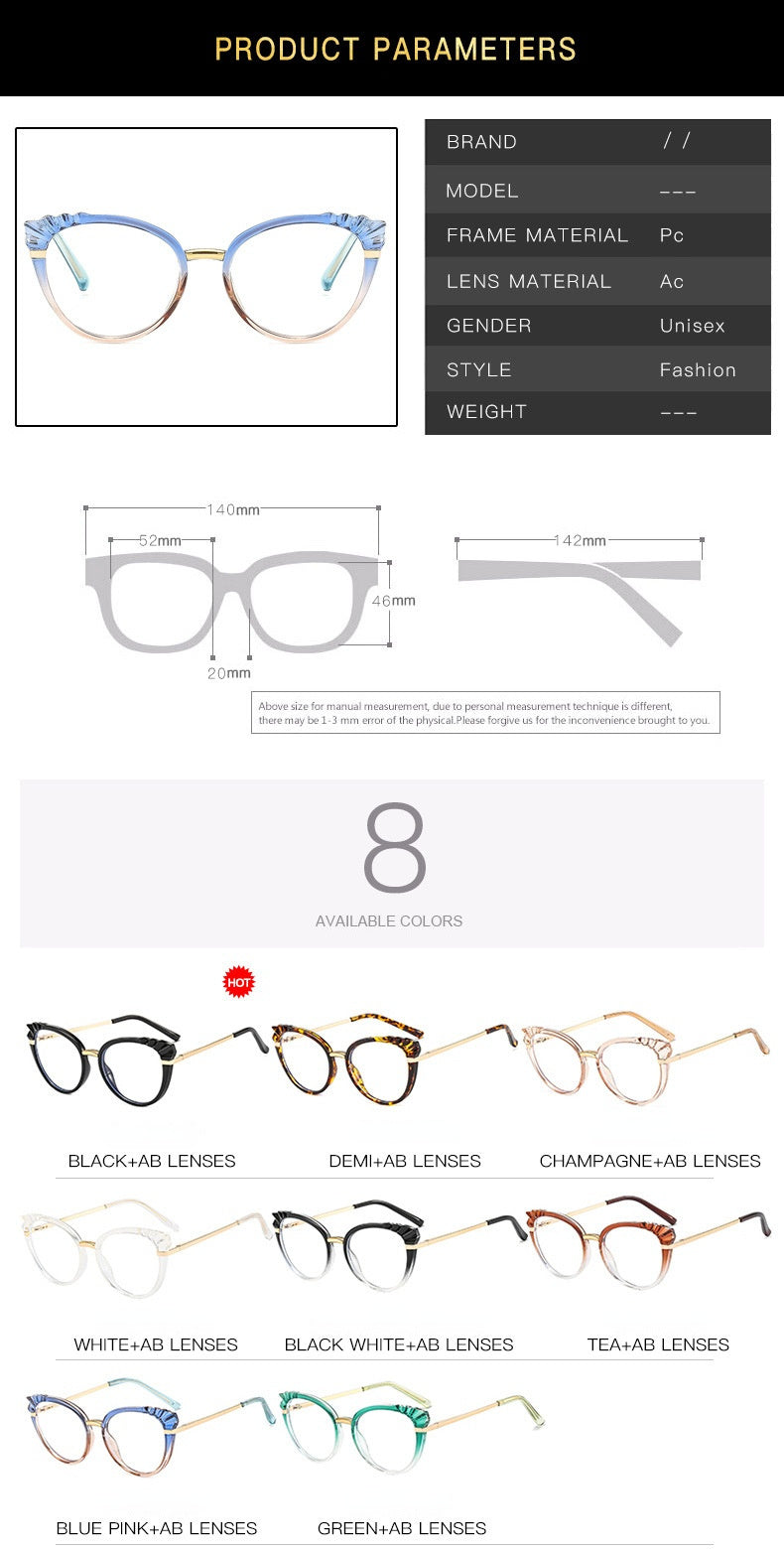 Cat Eye Blue Light Blocking Glasses Women Men Clear Lens Anti-blue Light Glass Frame Optical Spectacle Goggles Female Eyeglass