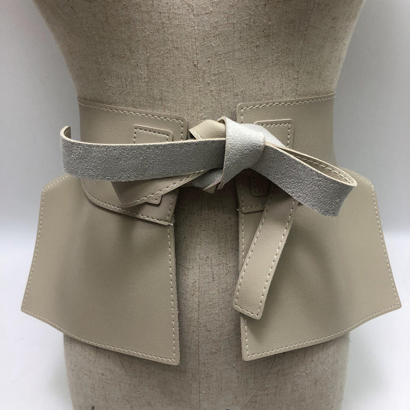 Women Peplum Belt Female Skirt Leather Waist Belts Fashion Ladies PU Black Bow Wide Harness Dresses Designer Waistband