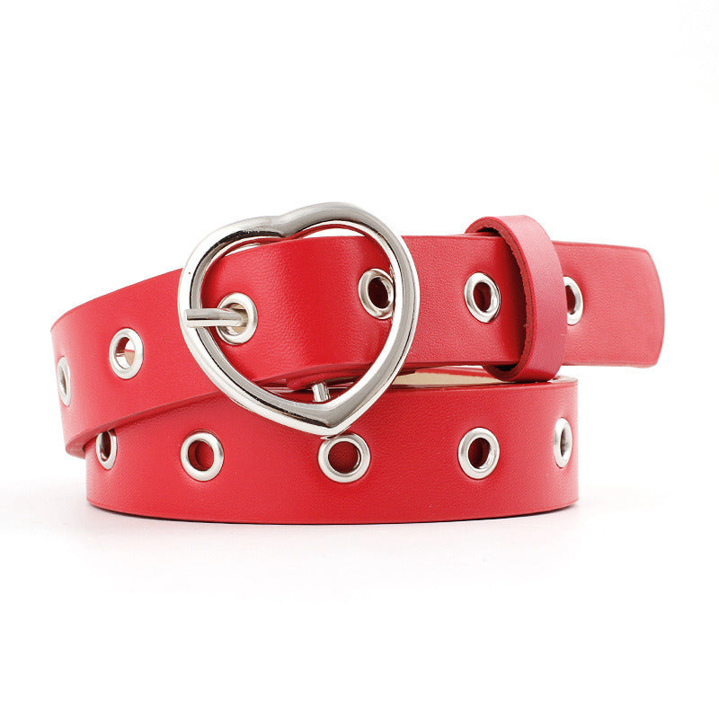 Female Leather Belt Women Metal Buckle Stylish Ladies Vintage Heart Buckle Leisure Leather Belt Trouser Accessories