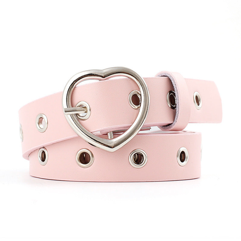 Female Leather Belt Women Metal Buckle Stylish Ladies Vintage Heart Buckle Leisure Leather Belt Trouser Accessories