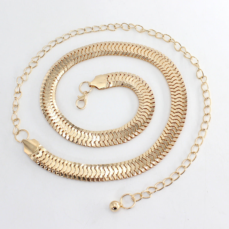 Fashion Simple Chain Belt Women Lady High Waist Gold Belts Waistband for Party Jewelry Dress Metal Chain Belt