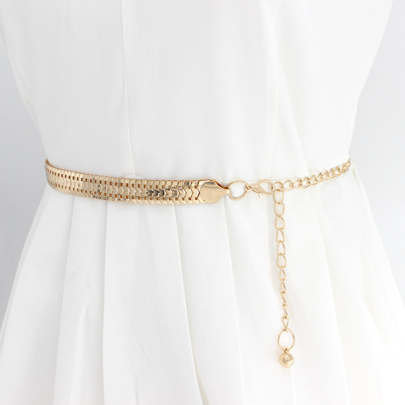 Fashion Simple Chain Belt Women Lady High Waist Gold Belts Waistband for Party Jewelry Dress Metal Chain Belt