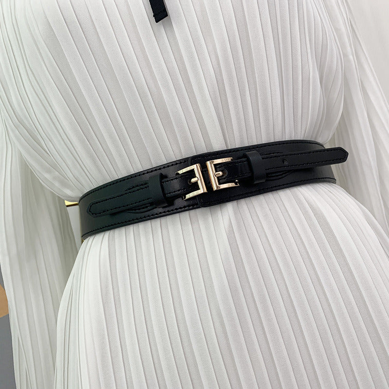 Women Belts PU Leather Corset Belt Female Metal Buckle Belts for Ladies Leisure Dress Jeans Wide Waistband