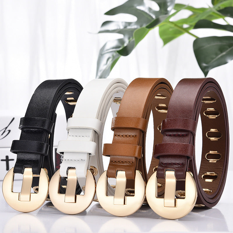 New Grunge Women Belt Adjustable Hole Grunge Punk Belts for Women Alloy Pin Buckle Leather Belt for Pants Dresses