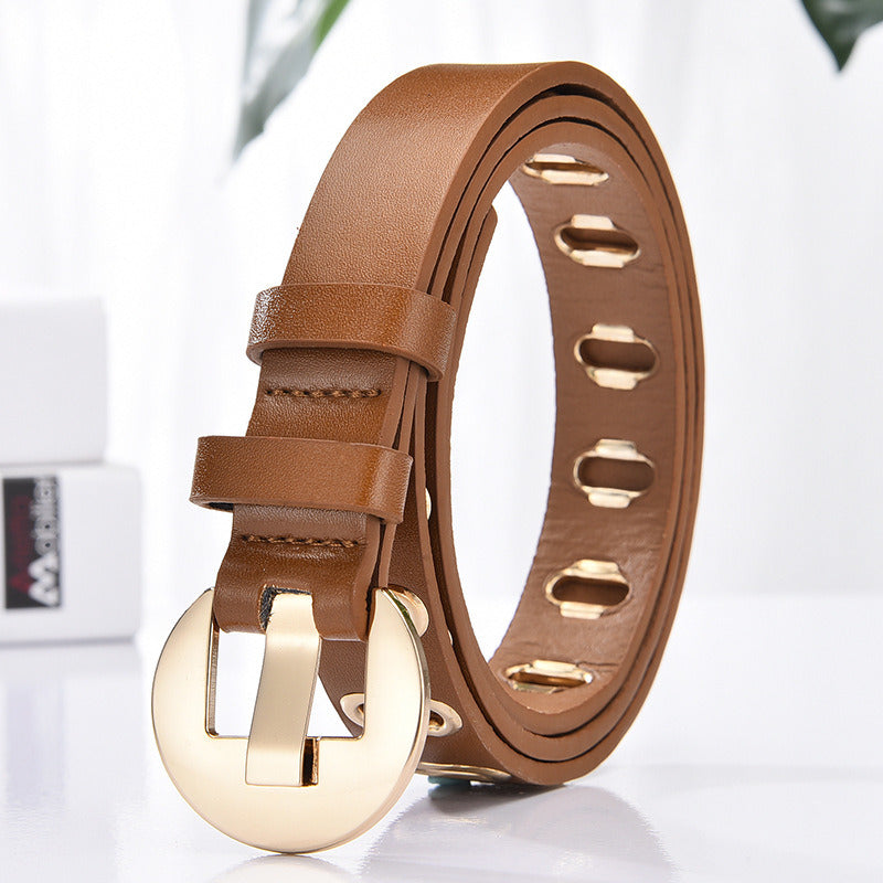 New Grunge Women Belt Adjustable Hole Grunge Punk Belts for Women Alloy Pin Buckle Leather Belt for Pants Dresses