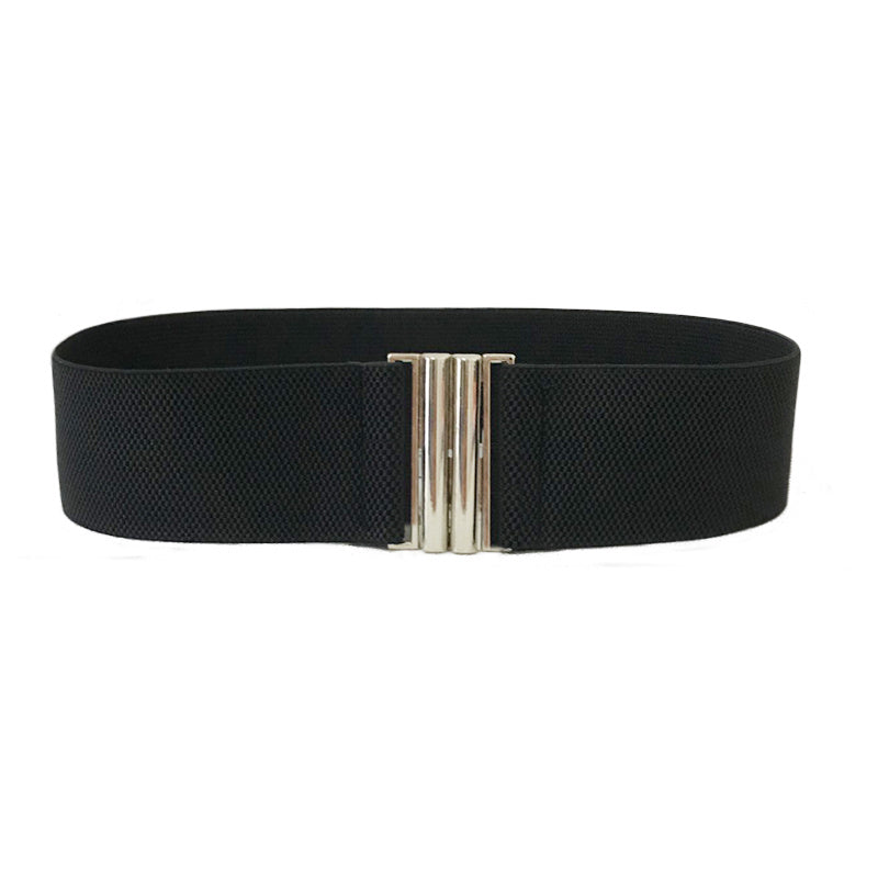 Female Fashion Black Waistband 7.5cm Wide Waist Elastic Stretch Belt for Women Cinch Waistband Dress Coat Clothing Accessories