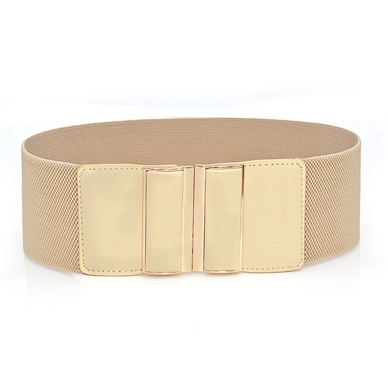 Female Fashion Black Waistband 7.5cm Wide Waist Elastic Stretch Belt for Women Cinch Waistband Dress Coat Clothing Accessories