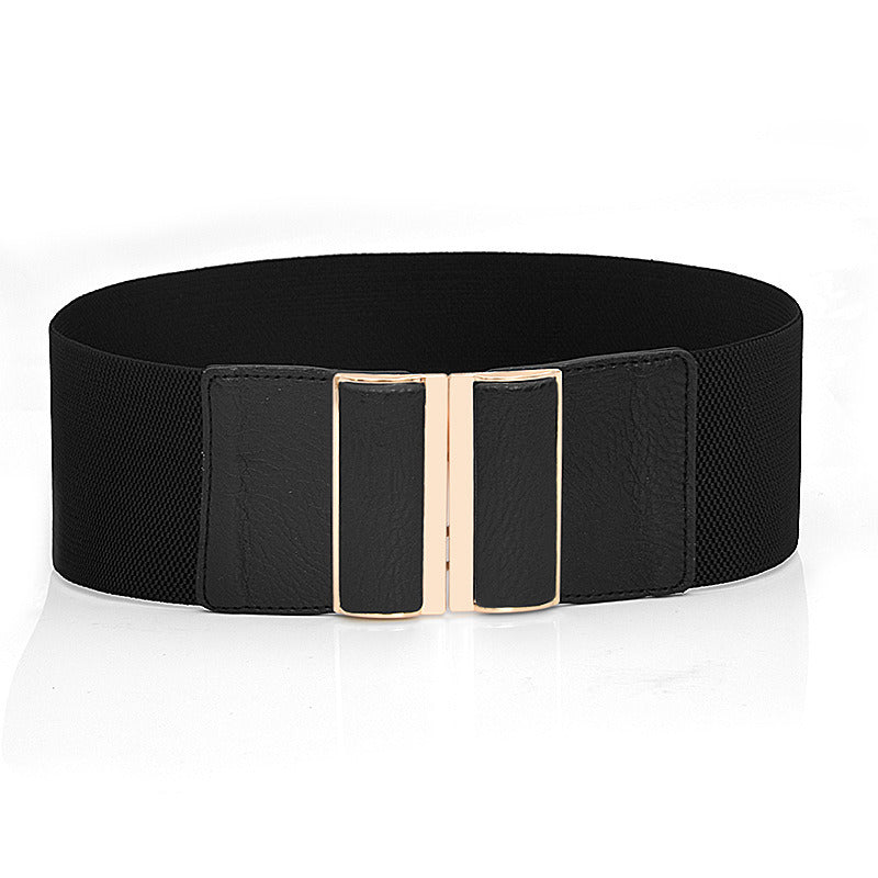 Female Fashion Black Waistband 7.5cm Wide Waist Elastic Stretch Belt for Women Cinch Waistband Dress Coat Clothing Accessories