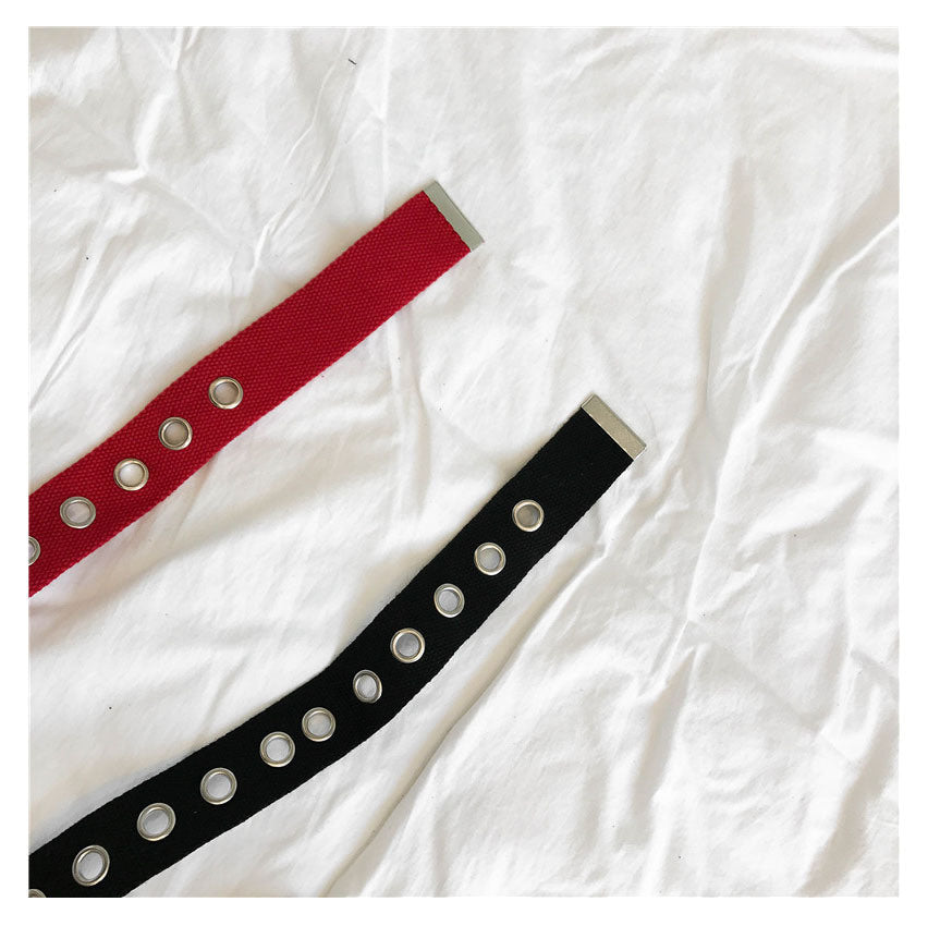 Long Personality Harajuku Casual Ring Black Metal Belt Students Jean Canvas Waist Belts Tide Silver Pin Buckle