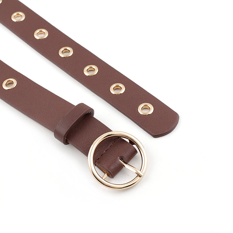 Metal Hole Metal Belt Women Girl Quality Imitation Leather Belt Cinto Cinturon Feminino Mujer Cinto Para As Mulheres Velvet Belt