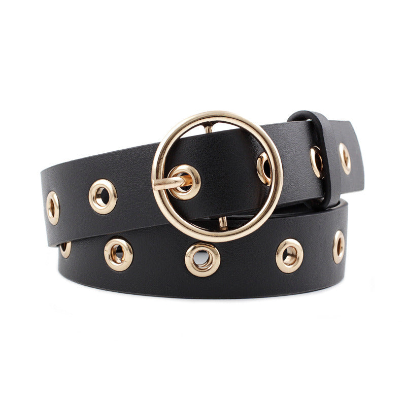 Metal Hole Metal Belt Women Girl Quality Imitation Leather Belt Cinto Cinturon Feminino Mujer Cinto Para As Mulheres Velvet Belt