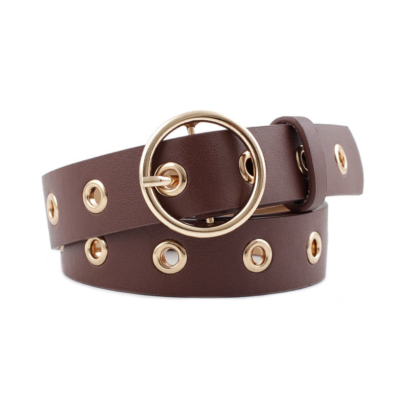 Metal Hole Metal Belt Women Girl Quality Imitation Leather Belt Cinto Cinturon Feminino Mujer Cinto Para As Mulheres Velvet Belt