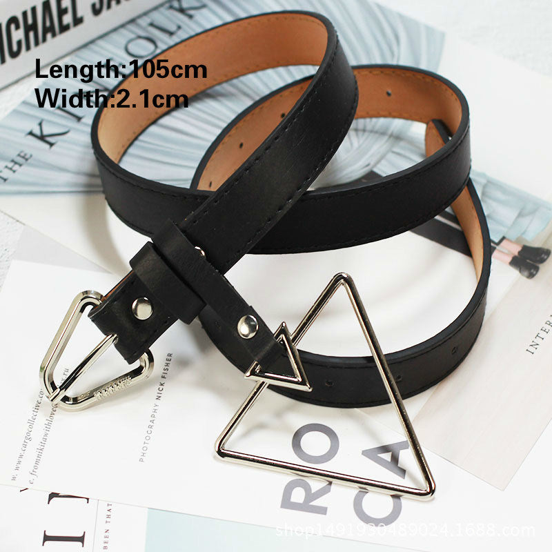 Fashion Harajuku Women Punk Chain Belt Adjustable Black Double/Single Eyelet Grommet Metal Buckle Leather Waistband For Jeans