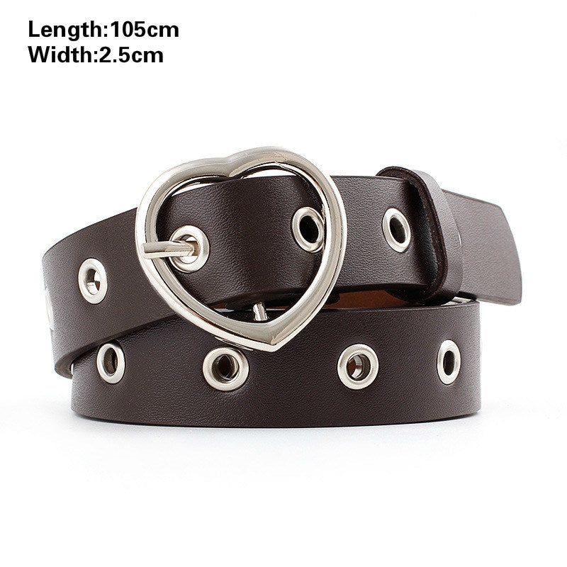 Fashion Harajuku Women Punk Chain Belt Adjustable Black Double/Single Eyelet Grommet Metal Buckle Leather Waistband For Jeans