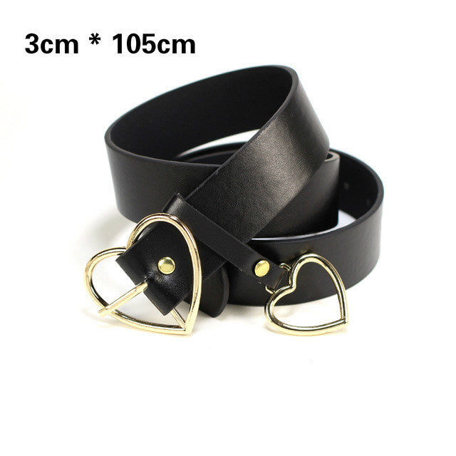 Fashion Harajuku Women Punk Chain Belt Adjustable Black Double/Single Eyelet Grommet Metal Buckle Leather Waistband For Jeans