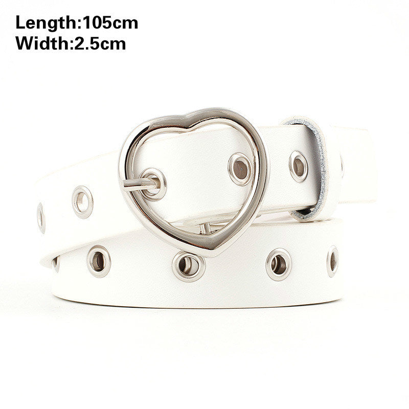 Fashion Harajuku Women Punk Chain Belt Adjustable Black Double/Single Eyelet Grommet Metal Buckle Leather Waistband For Jeans