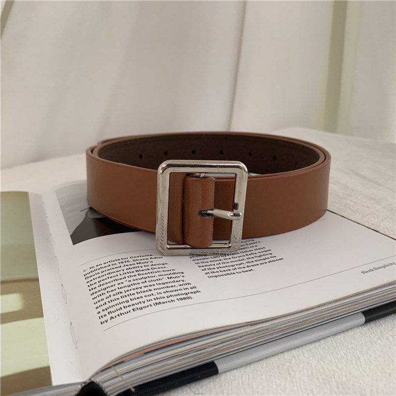 2022 PU Leather Belt For Women Square Buckle Pin Buckle Jeans Black Belt Chic Luxury Brand Ladies Vintage Strap Female Waistband