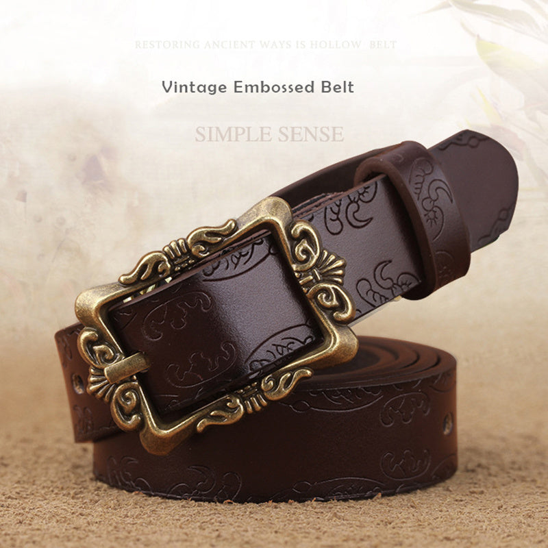 Fashion Belts Female Famous Brand Designer Belts Women Embossed Popular PU Alloy Buckle Woman Belt