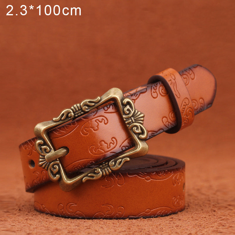 Fashion Belts Female Famous Brand Designer Belts Women Embossed Popular PU Alloy Buckle Woman Belt