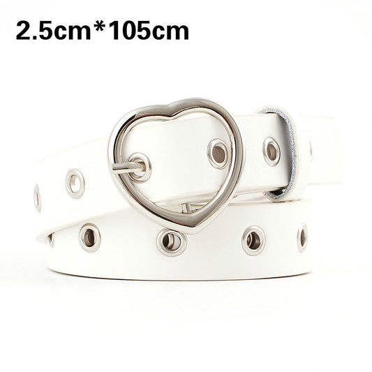 Fashion Women PU Leather Belt Heart Female Cute Black Harajuku Belt Ladies Pants Party Dress Heart Belts For Jeans